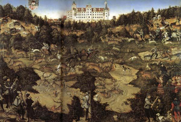 Lucas Cranach AHunt in Honor of Charles V at Torgau Castle Norge oil painting art